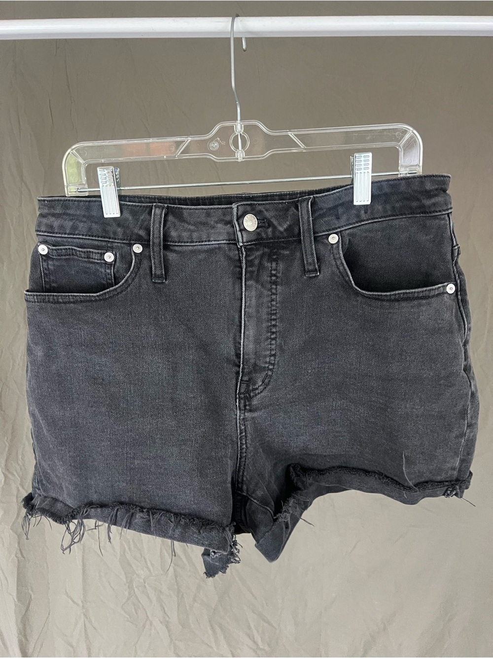 Madewell Washed Black Frayed-Hem Denim Shorts